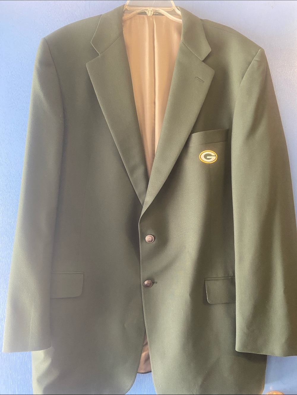 Olive Green Men's Blazer with Team Patch
